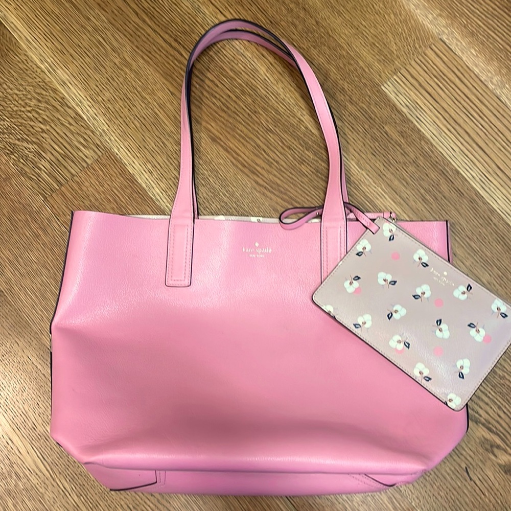 Pink Kate Spade Tote with matching change purse/clutch